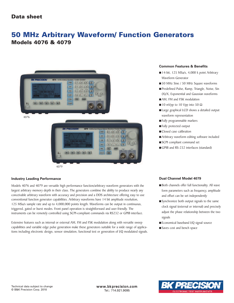 B&K Precision 4079 - Datasheet User Manual | 4 pages
