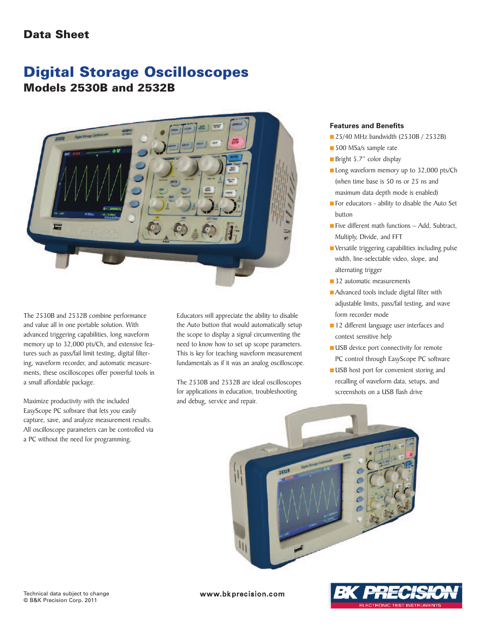 B&K Precision 2532B - Datasheet User Manual | 4 pages
