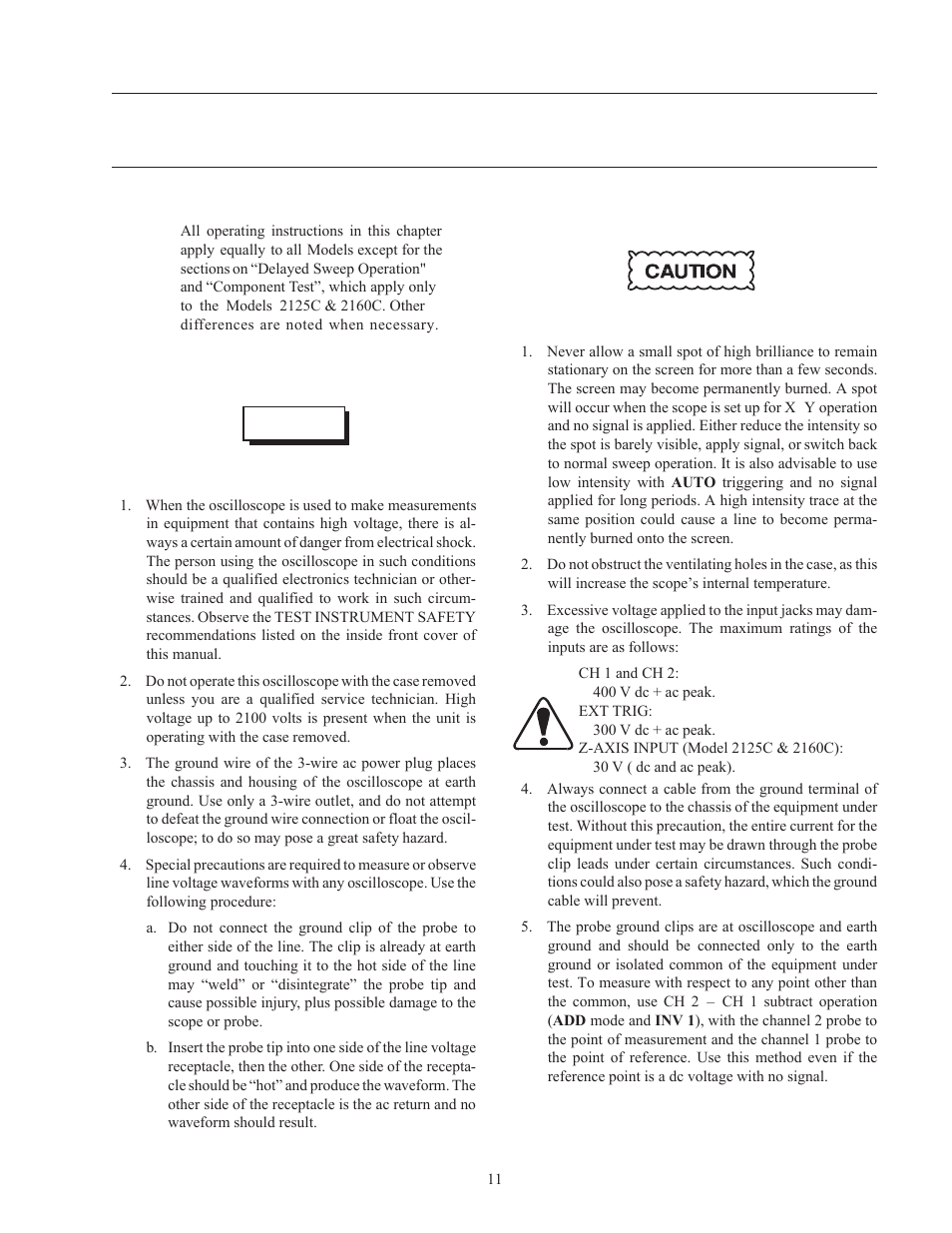 Operating instructions | B&K Precision 2160C - Manual User Manual | Page 13 / 30