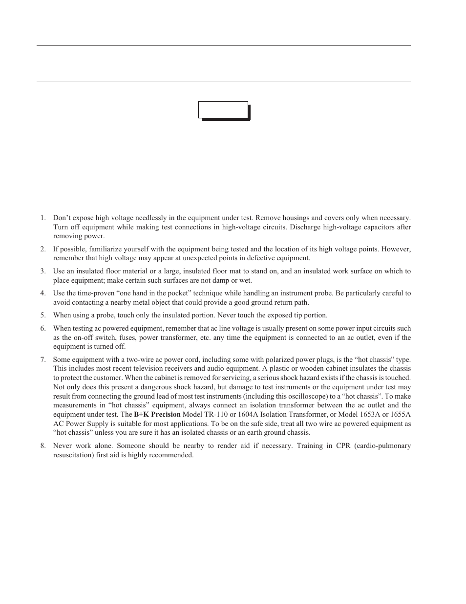 Test instrument safety | B&K Precision 2160C - Manual User Manual | Page 2 / 30