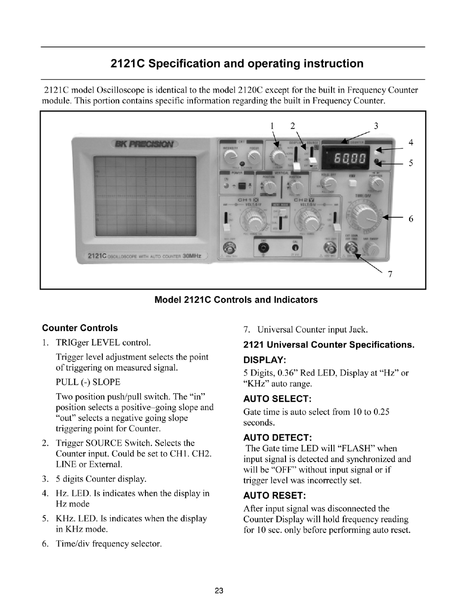 2121 specification and operating instruction | B&K Precision 2160C - Manual User Manual | Page 25 / 30