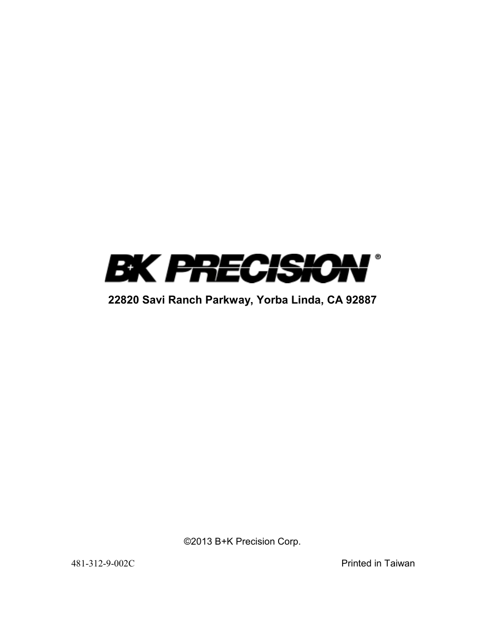 22820 savi ranch parkway, yorba linda, ca 92887 | B&K Precision 2160C - Manual User Manual | Page 30 / 30