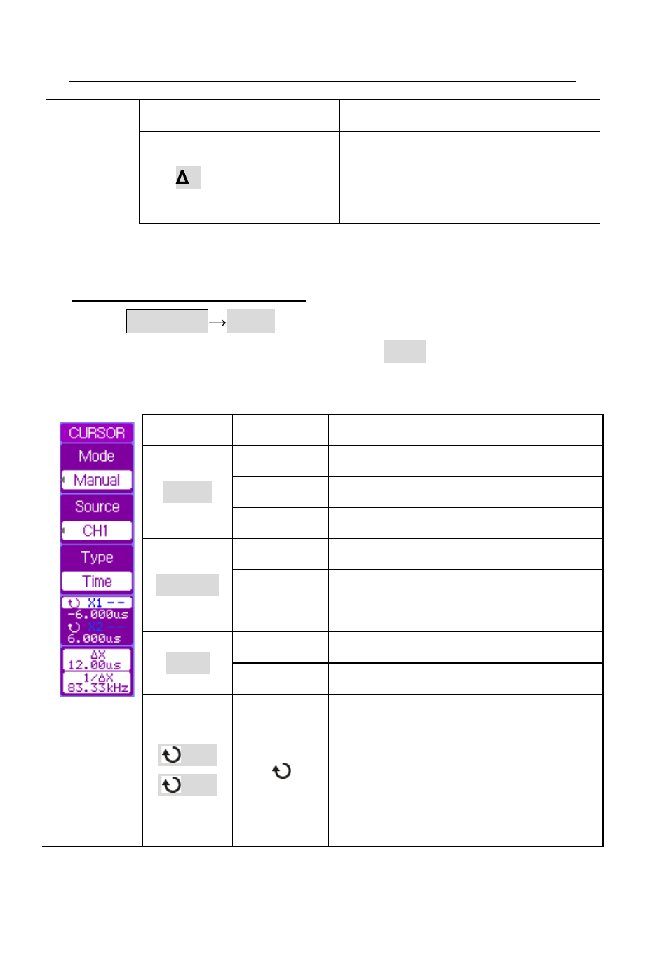 Time cursor measurement, Menu operation | B&K Precision 2542B-GEN - Manual User Manual | Page 134 / 250