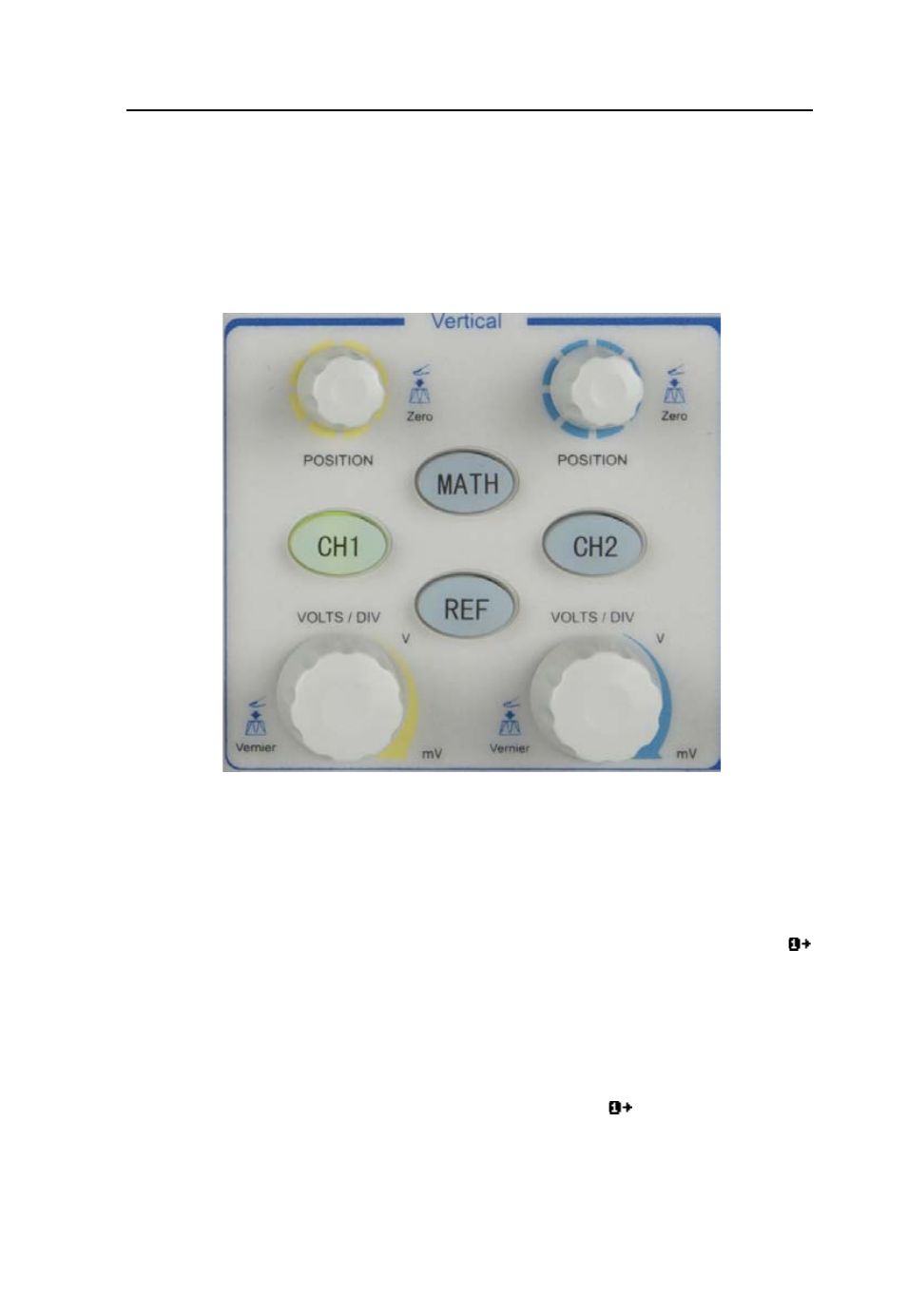 3 vertical controls, Vertical position knob (ch1, ch2), Vertical controls | Basic operation | B&K Precision 2542B-GEN - Manual User Manual | Page 35 / 250