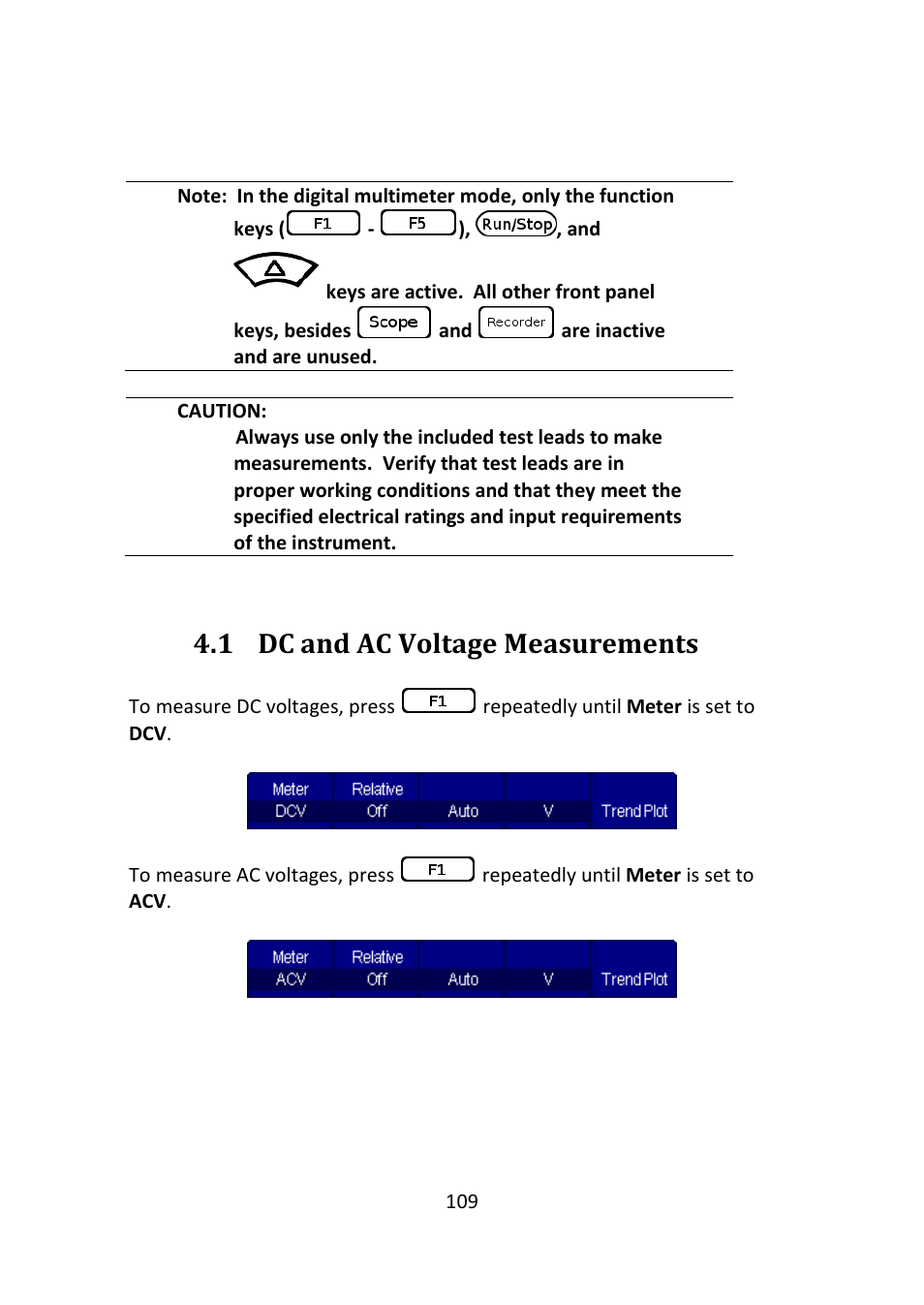 Dc and ac voltage measurements, 1 dc and ac voltage measurements | B&K Precision 2516 - Manual User Manual | Page 109 / 159