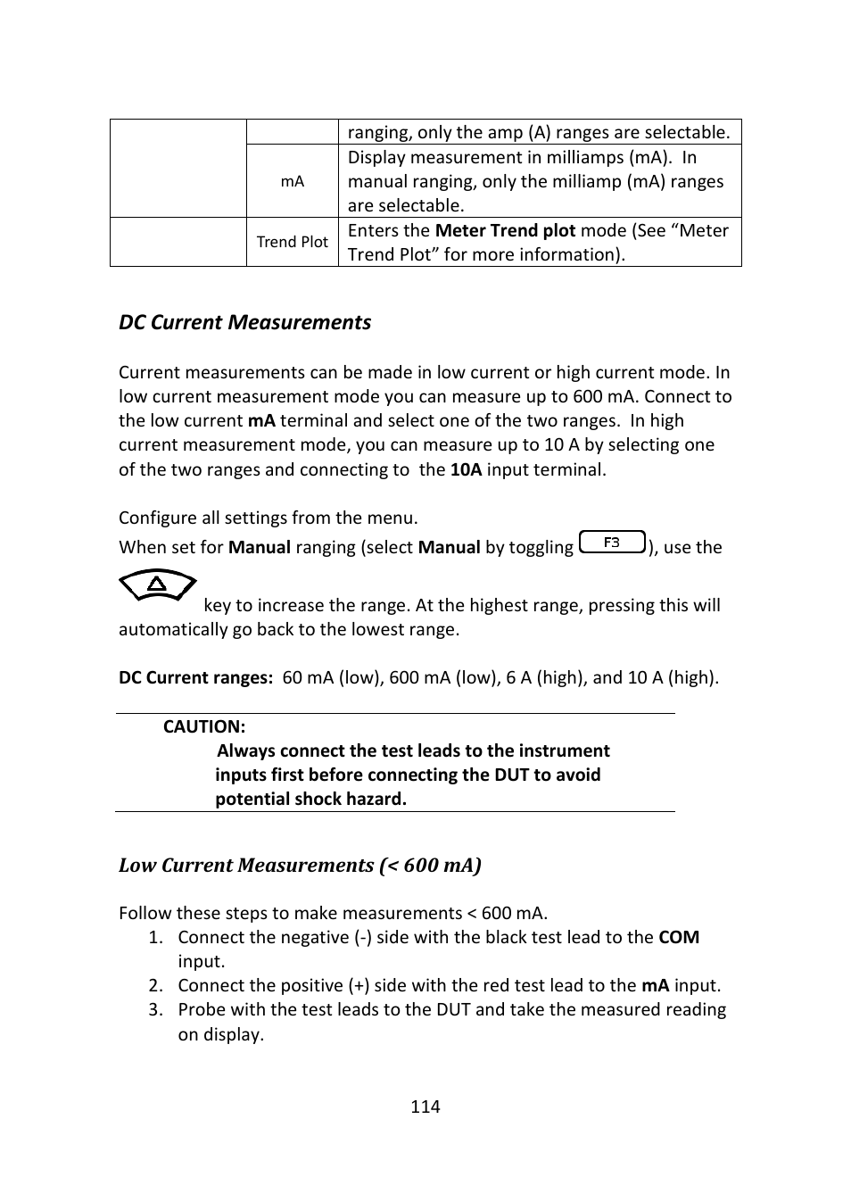 Dc current measurements | B&K Precision 2516 - Manual User Manual | Page 114 / 159