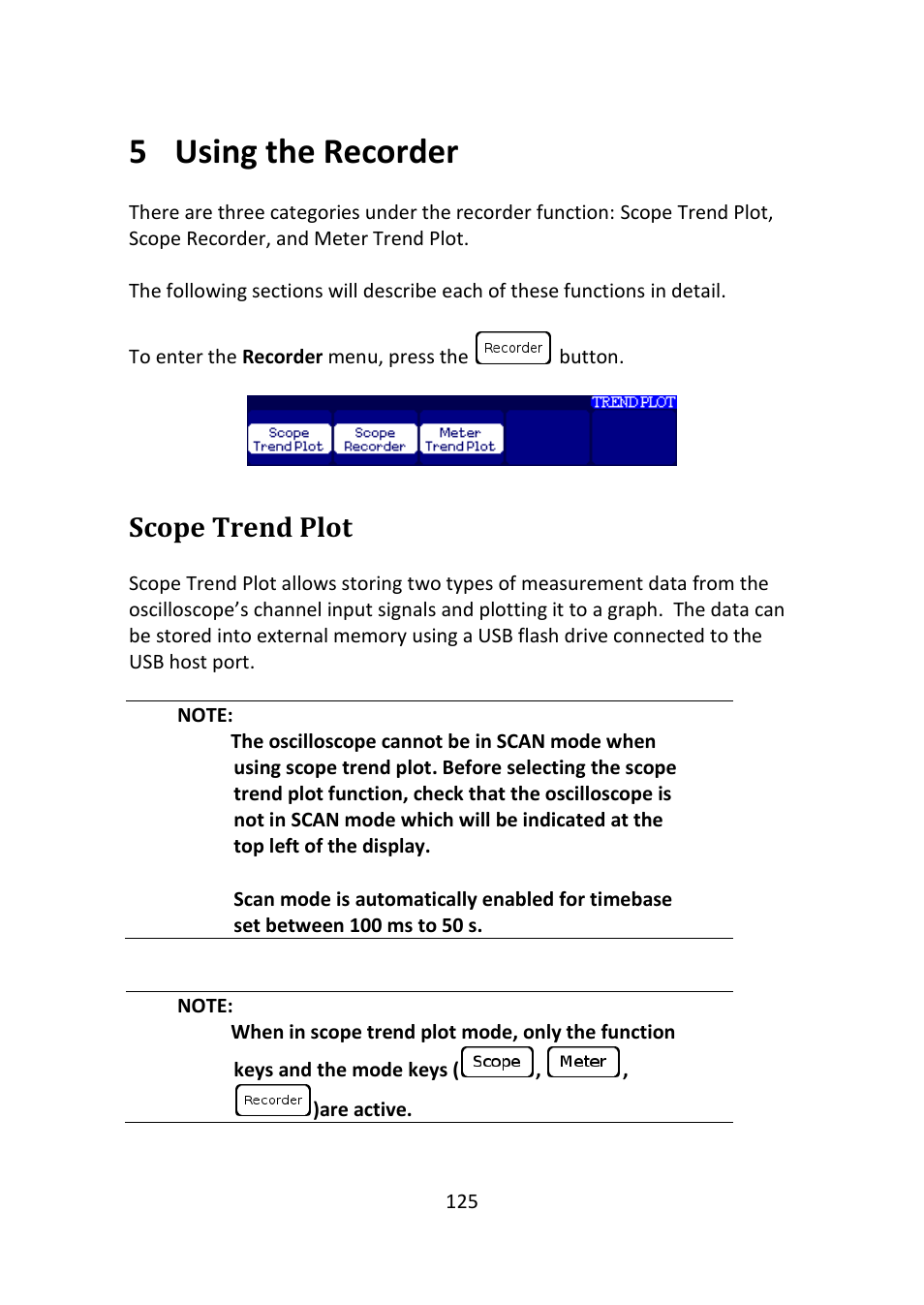 Using the recorder, Scope trend plot, 5 using the recorder | B&K Precision 2516 - Manual User Manual | Page 125 / 159