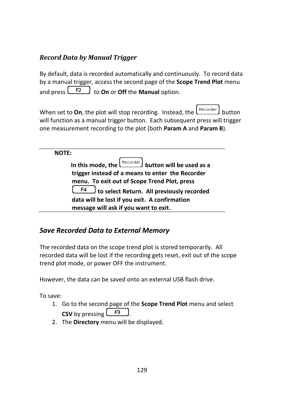 Save recorded data to external memory | B&K Precision 2516 - Manual User Manual | Page 129 / 159