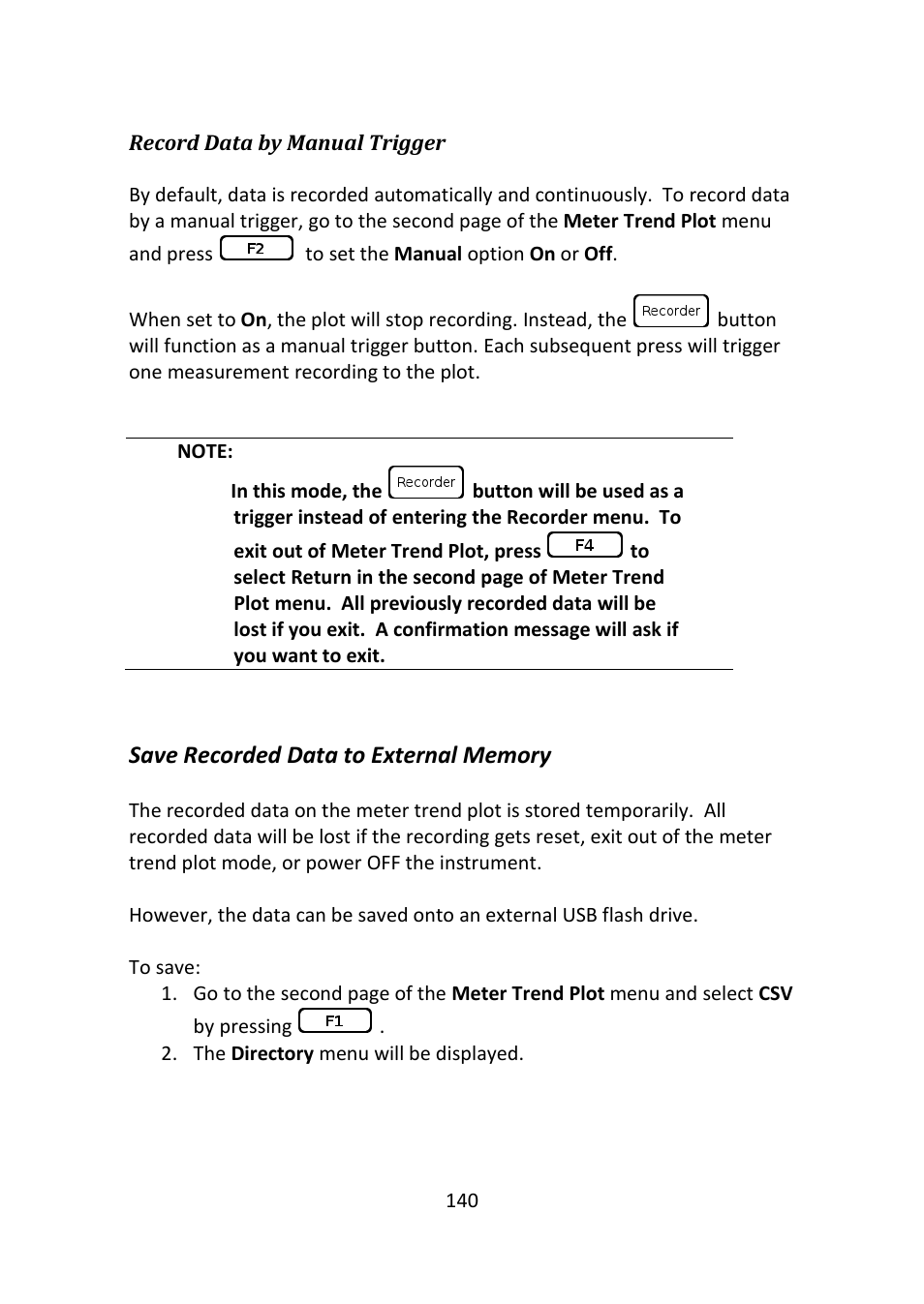 Save recorded data to external memory | B&K Precision 2516 - Manual User Manual | Page 140 / 159