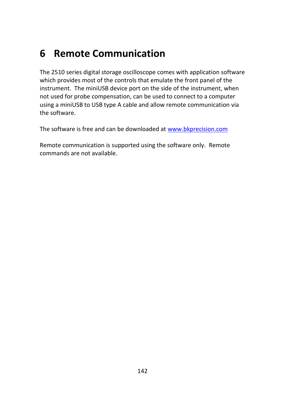 Remote communication, 6 remote communication | B&K Precision 2516 - Manual User Manual | Page 142 / 159