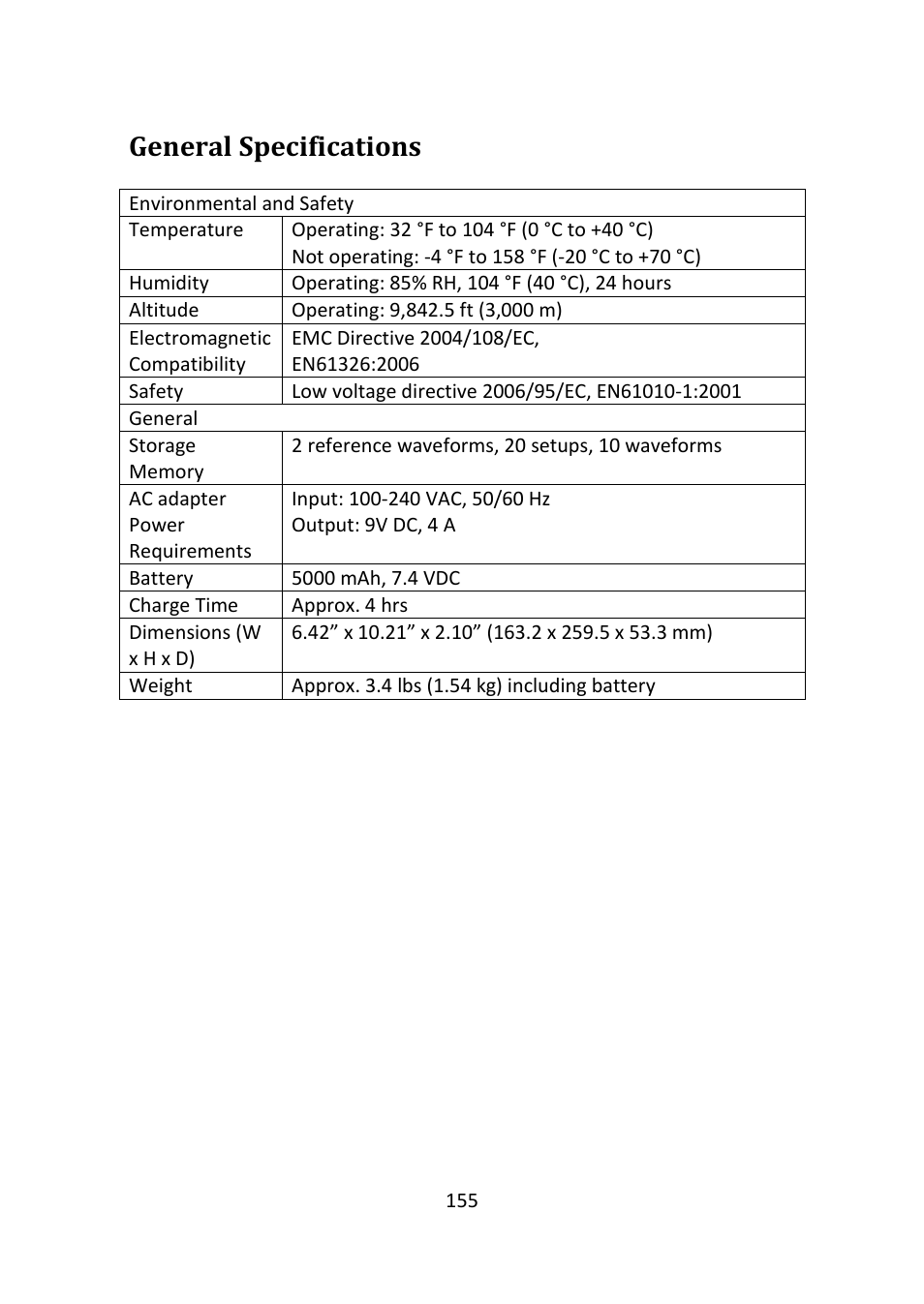 General specifications | B&K Precision 2516 - Manual User Manual | Page 155 / 159