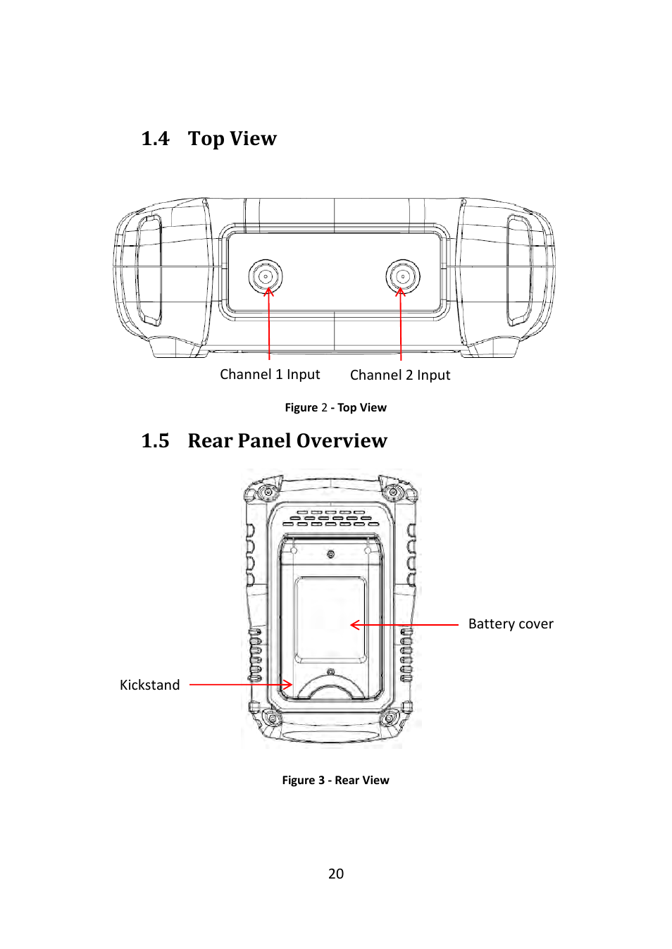 Top view, Rear panel overview, Figure 2 - top view | Figure 3 - rear view, 4 top view, 5 rear panel overview | B&K Precision 2516 - Manual User Manual | Page 20 / 159