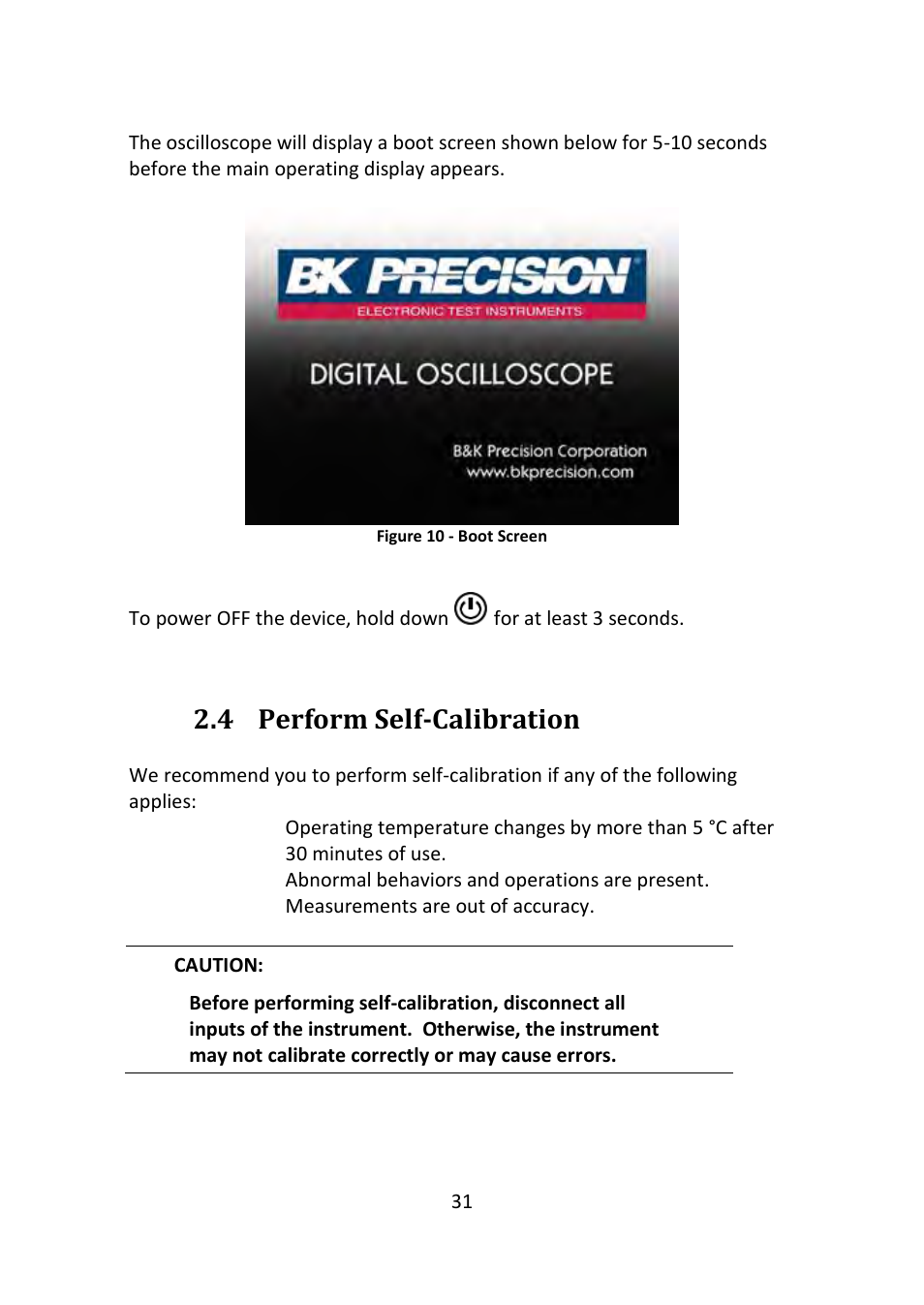 Perform self-calibration, Figure 10 - boot screen, 4 perform self-calibration | B&K Precision 2516 - Manual User Manual | Page 31 / 159