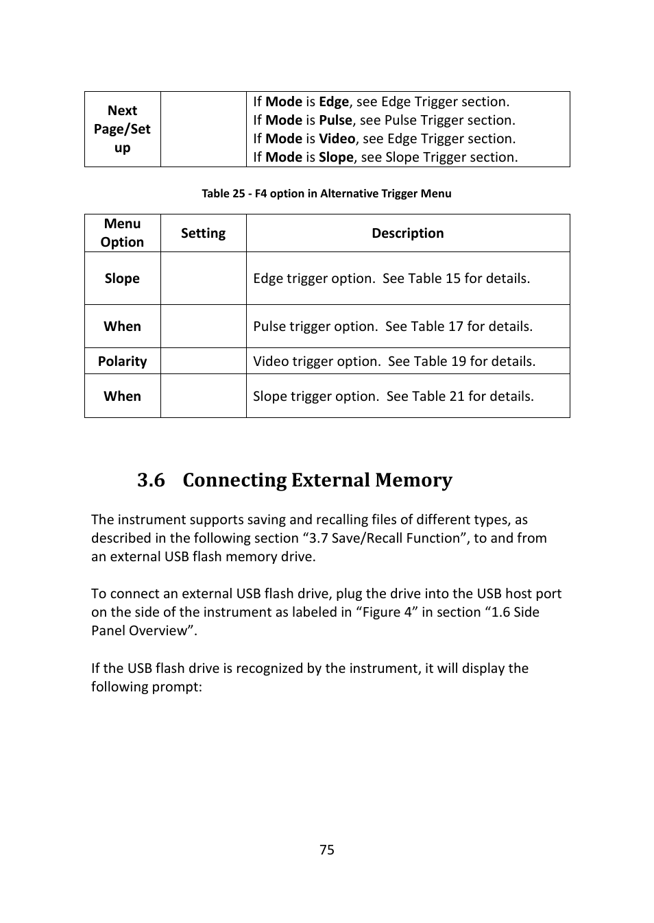 Connecting external memory | B&K Precision 2516 - Manual User Manual | Page 75 / 159