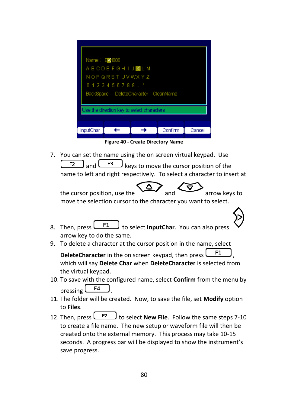 Figure 40 - create directory name | B&K Precision 2516 - Manual User Manual | Page 80 / 159