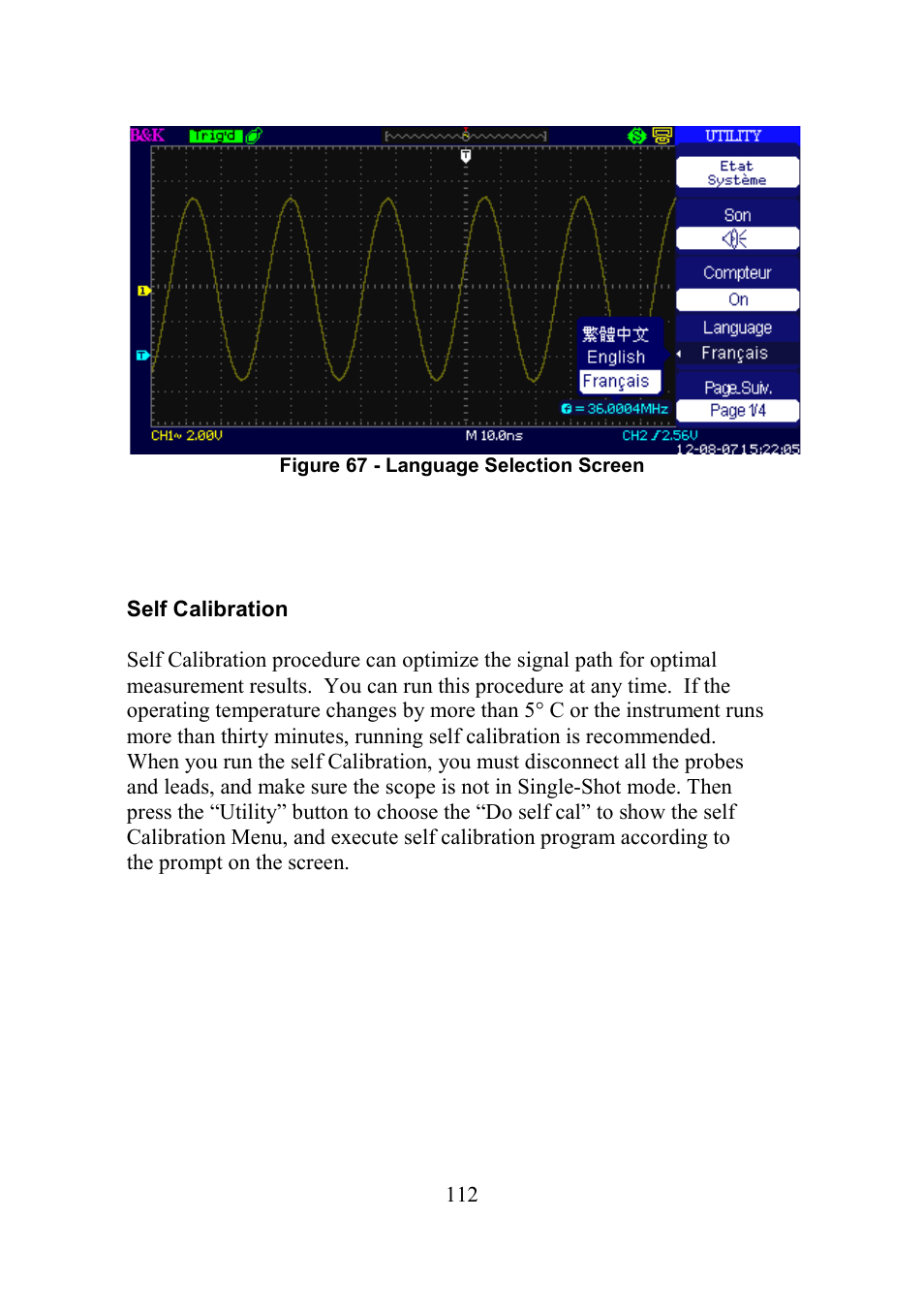 Self calibration | B&K Precision 2552-2559 - Manual User Manual | Page 112 / 159