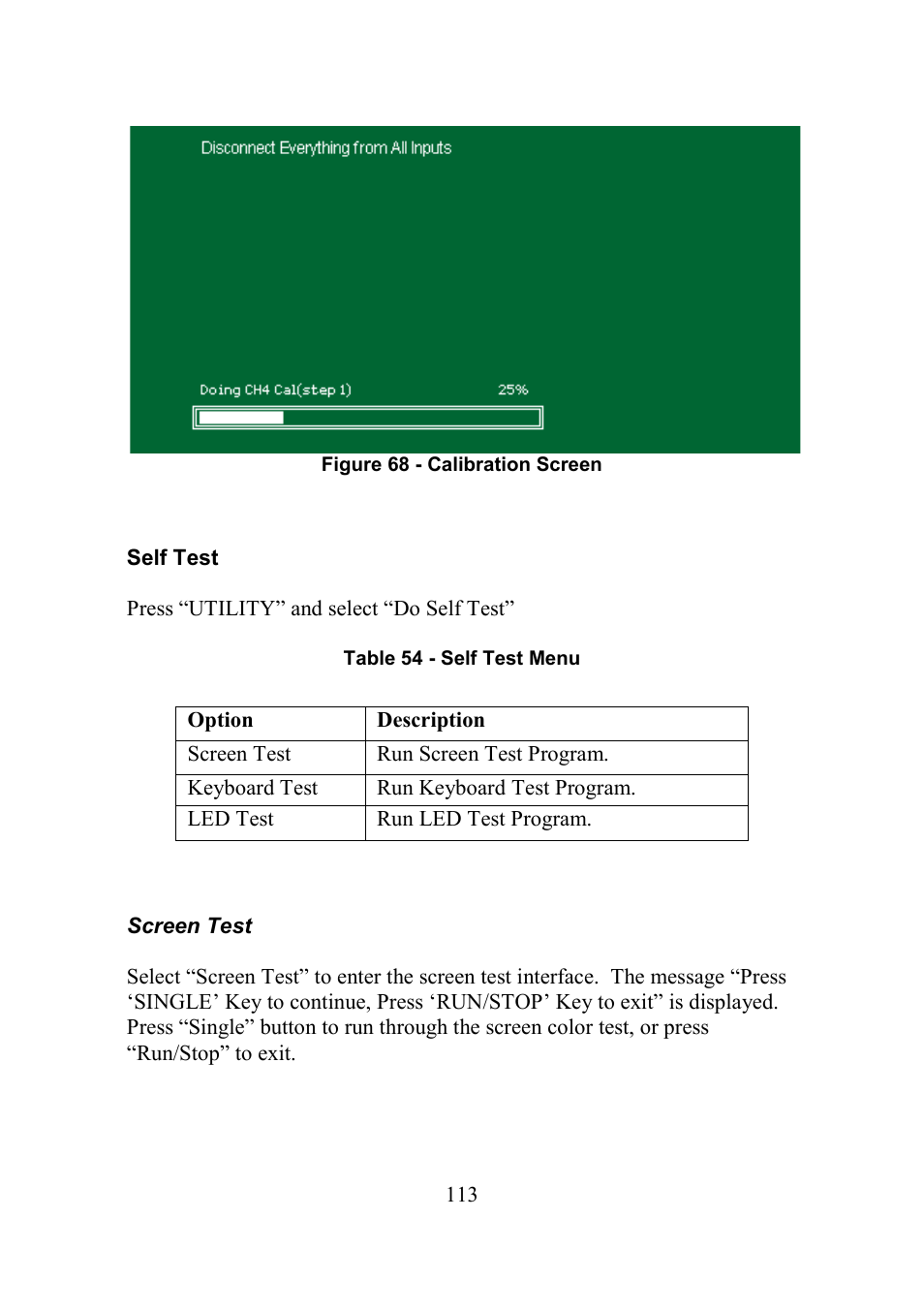 Self test, Screen test | B&K Precision 2552-2559 - Manual User Manual | Page 113 / 159