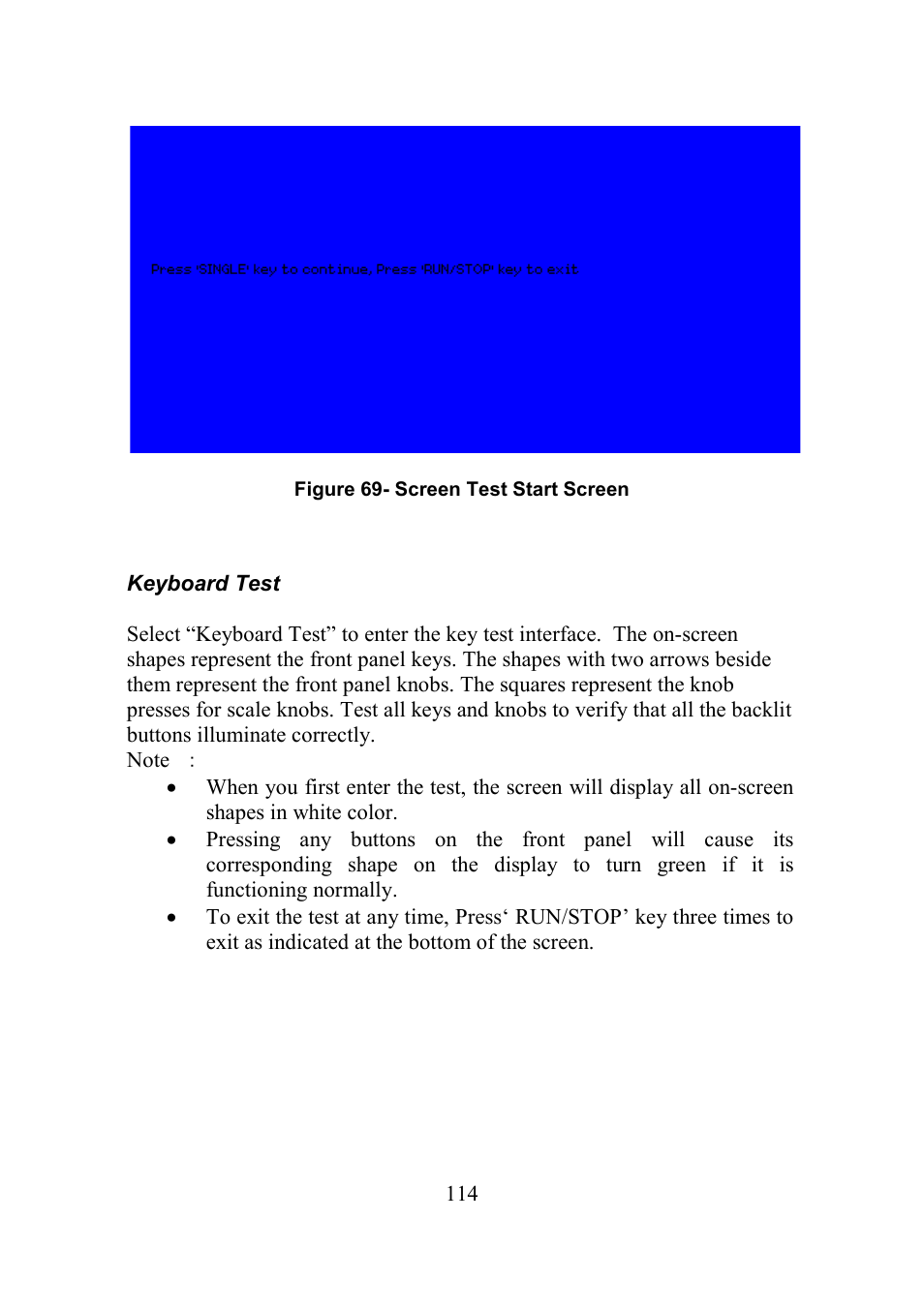 Keyboard test | B&K Precision 2552-2559 - Manual User Manual | Page 114 / 159