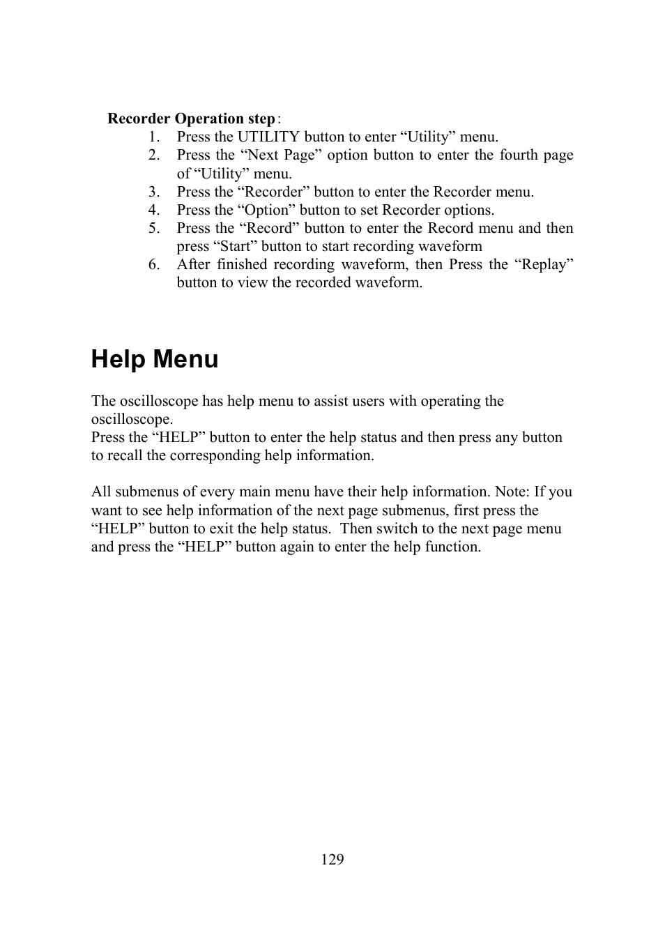 Help menu | B&K Precision 2552-2559 - Manual User Manual | Page 129 / 159