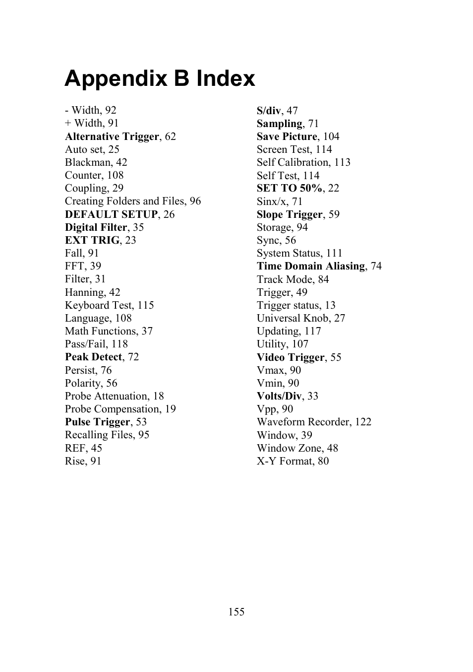 Appendix b index | B&K Precision 2552-2559 - Manual User Manual | Page 155 / 159