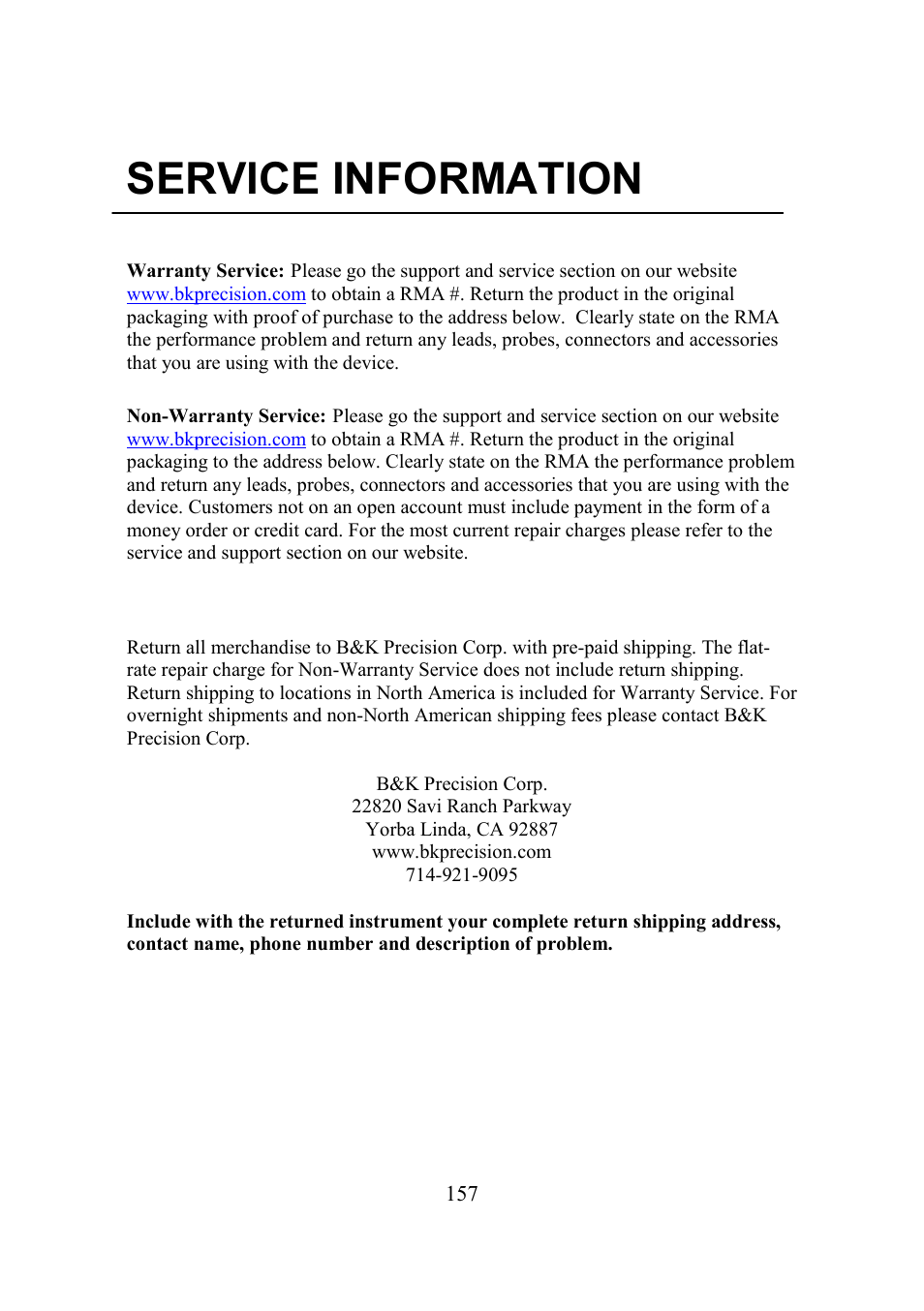Service information | B&K Precision 2552-2559 - Manual User Manual | Page 157 / 159