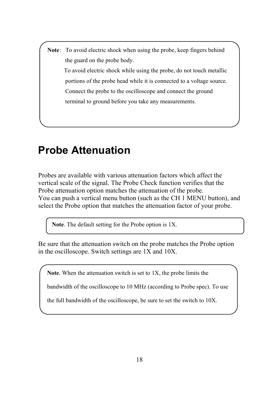 Probe attenuation, Robe, Ttenuation | B&K Precision 2552-2559 - Manual User Manual | Page 18 / 159