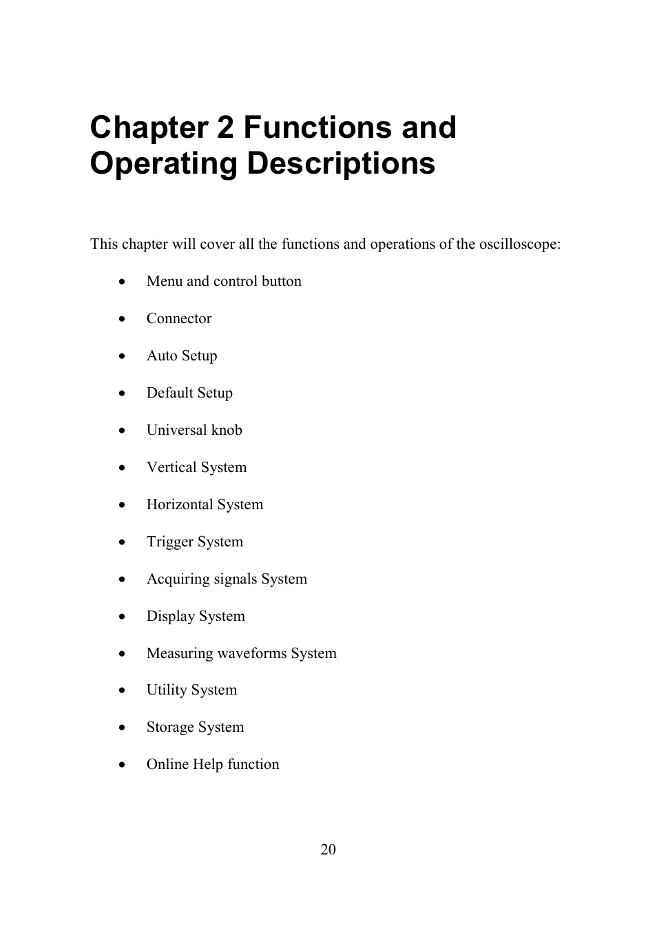 Chapter 2 functions and operating descriptions | B&K Precision 2552-2559 - Manual User Manual | Page 20 / 159
