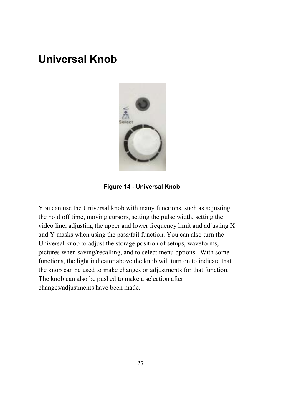 Universal knob, Niversal | B&K Precision 2552-2559 - Manual User Manual | Page 27 / 159