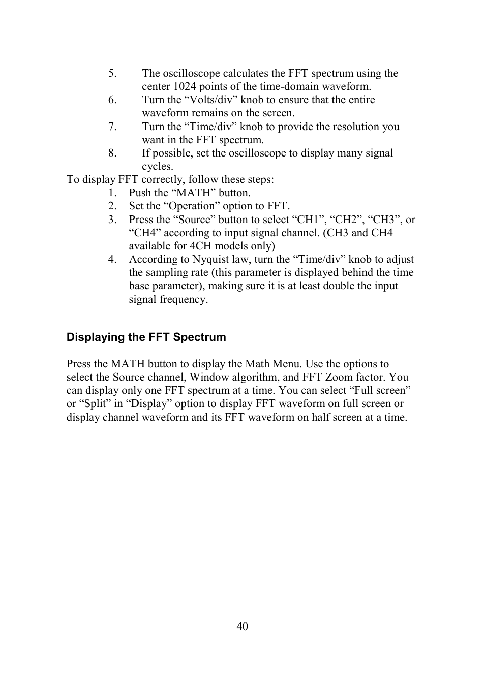 Displaying the fft spectrum | B&K Precision 2552-2559 - Manual User Manual | Page 40 / 159