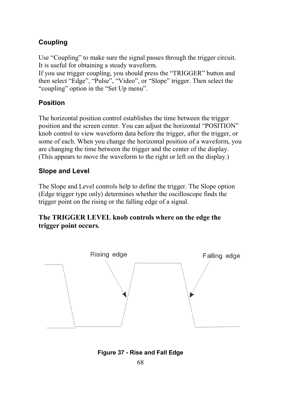 Coupling, Position, Slope and level | B&K Precision 2552-2559 - Manual User Manual | Page 68 / 159