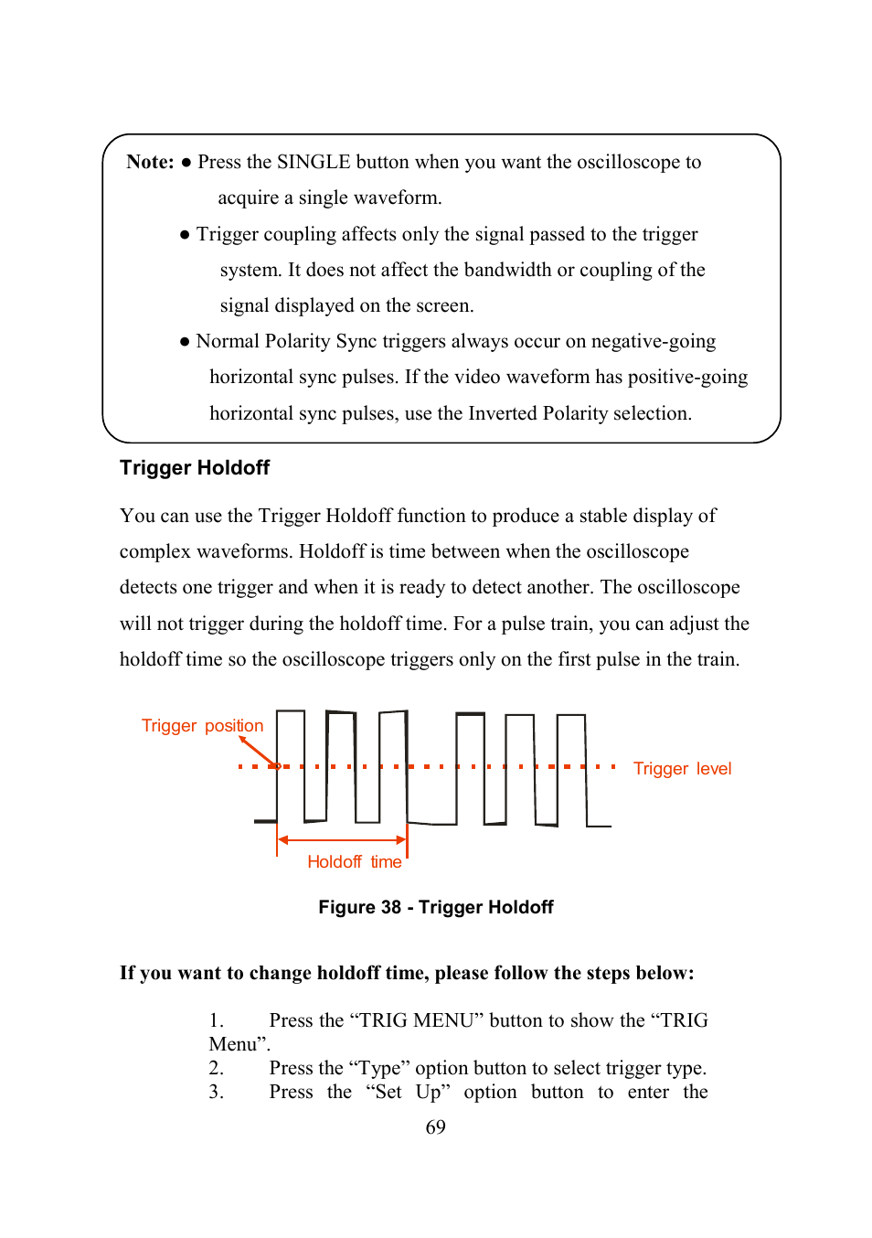 Trigger holdoff | B&K Precision 2552-2559 - Manual User Manual | Page 69 / 159