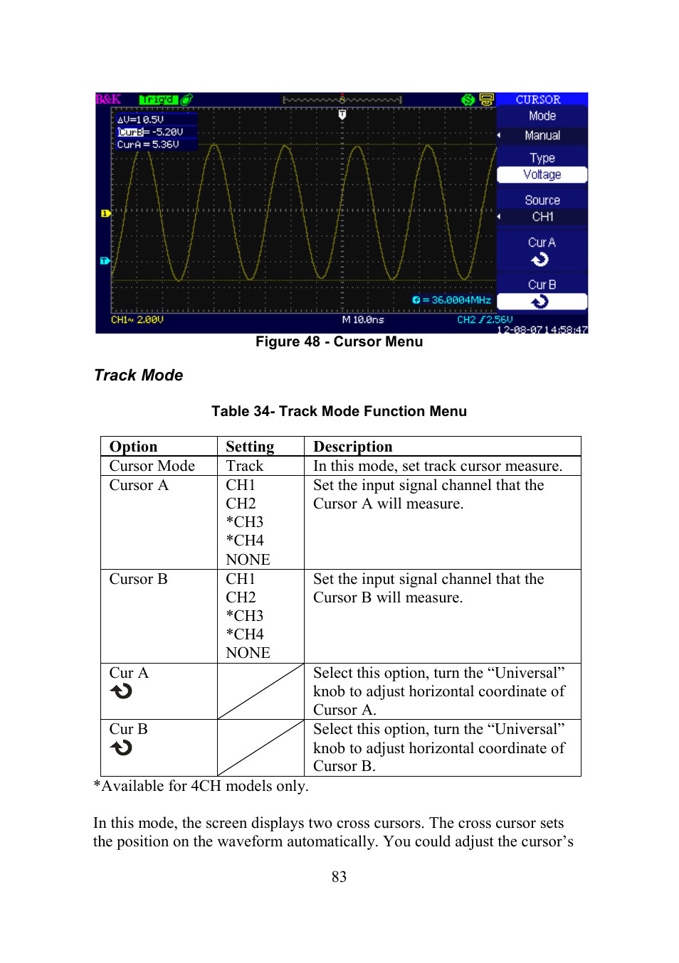 Track mode | B&K Precision 2552-2559 - Manual User Manual | Page 83 / 159