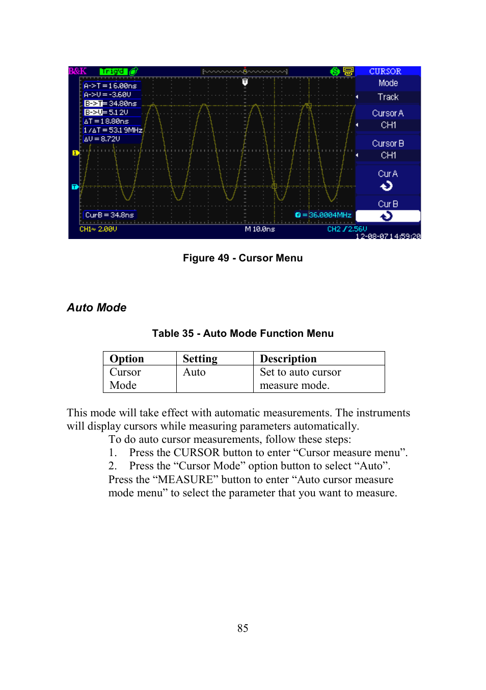 Auto mode | B&K Precision 2552-2559 - Manual User Manual | Page 85 / 159