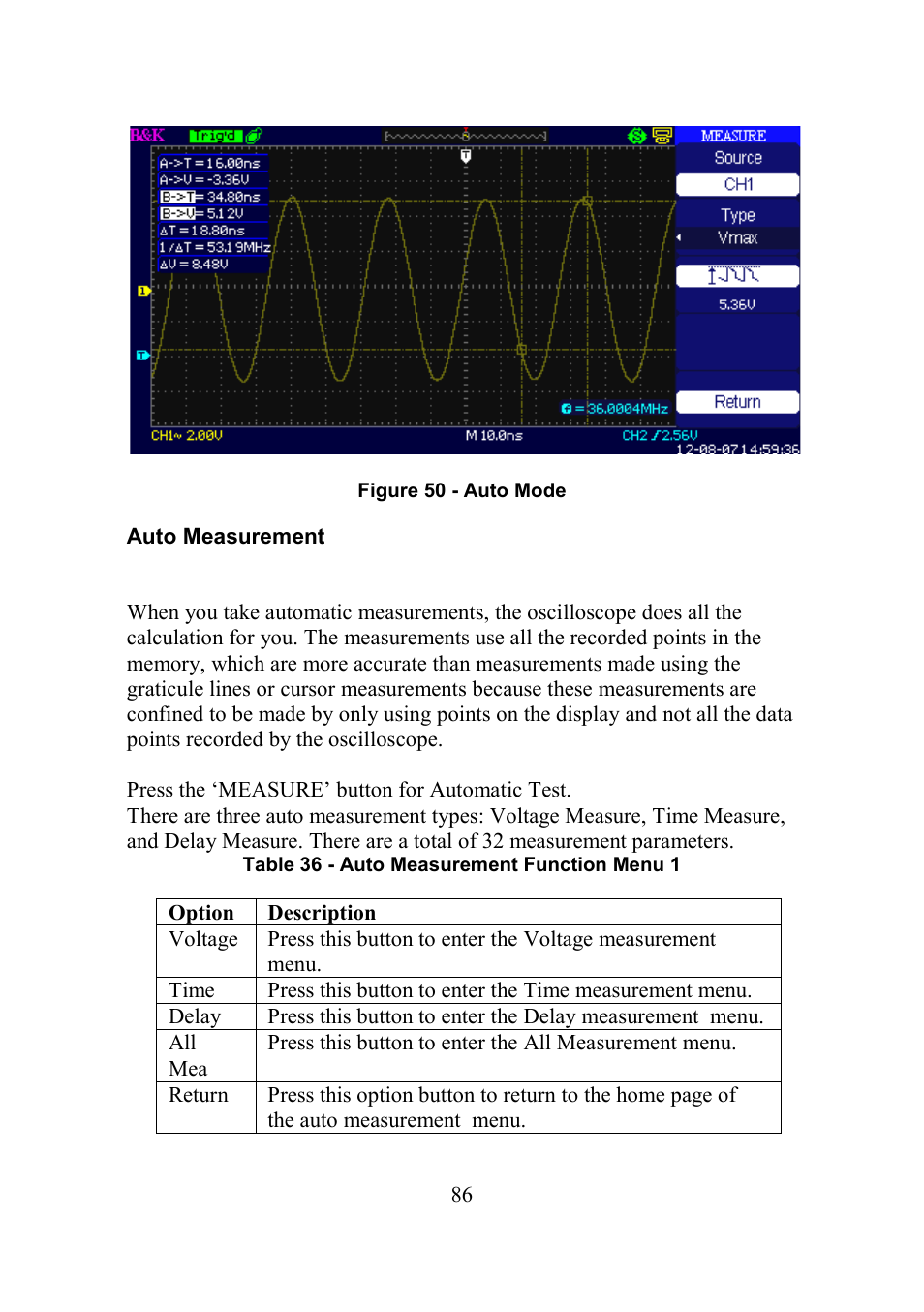 Auto measurement | B&K Precision 2552-2559 - Manual User Manual | Page 86 / 159