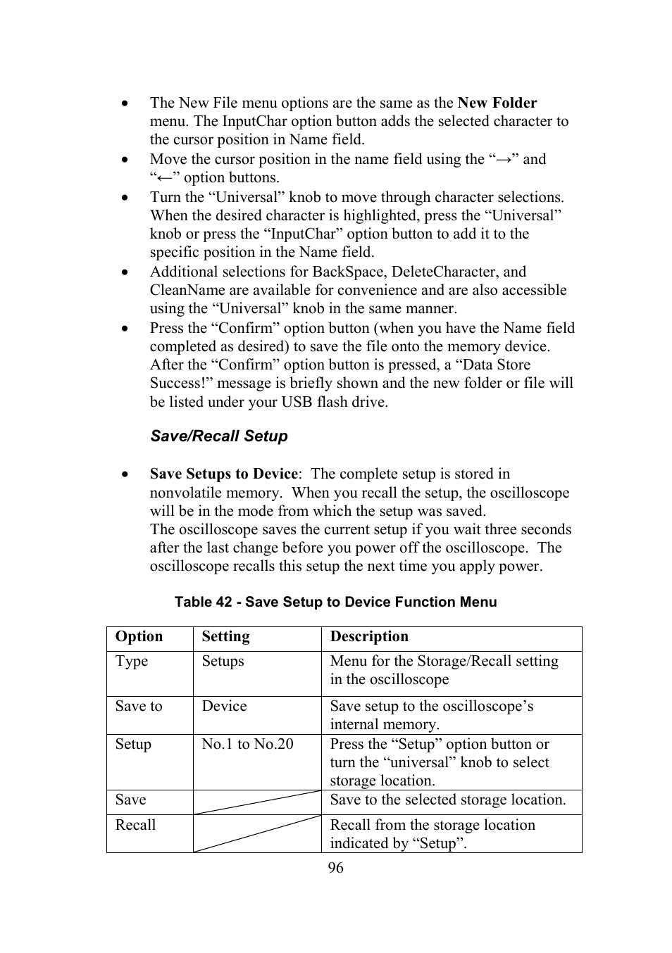 Save/recall setup | B&K Precision 2552-2559 - Manual User Manual | Page 96 / 159