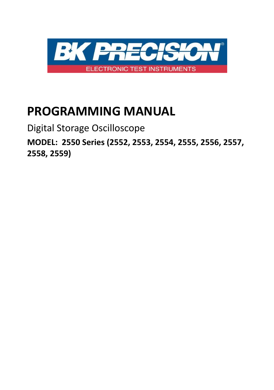 B&K Precision 2552-2559 - Programming Manual User Manual | 140 pages