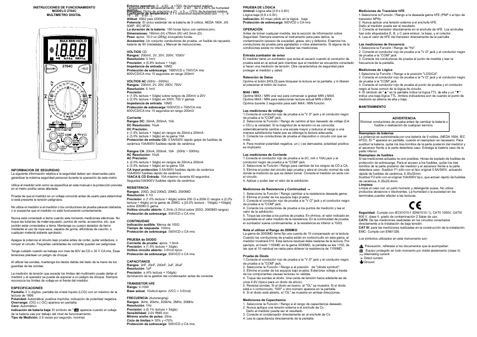 B&K Precision 2704C - Manual User Manual | Page 2 / 5