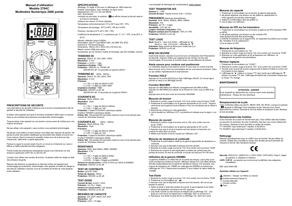 B&K Precision 2704C - Manual User Manual | Page 3 / 5