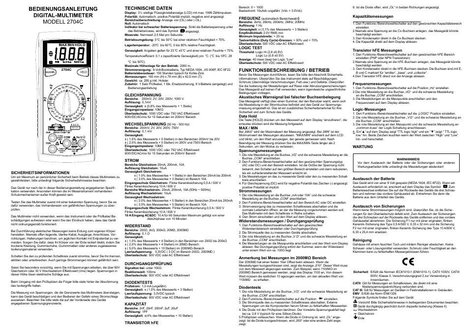 B&K Precision 2704C - Manual User Manual | Page 4 / 5