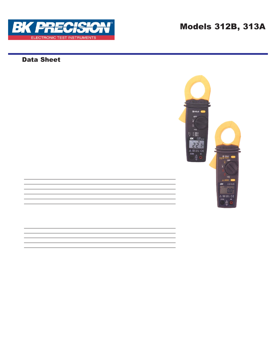 B&K Precision 313A - Datasheet User Manual | 1 page