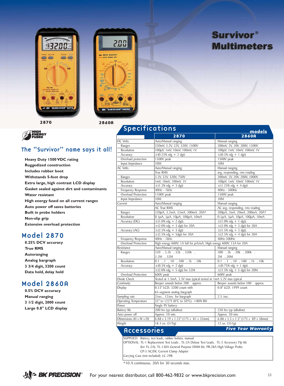 B&K Precision 2870 - Datasheet User Manual | 1 page