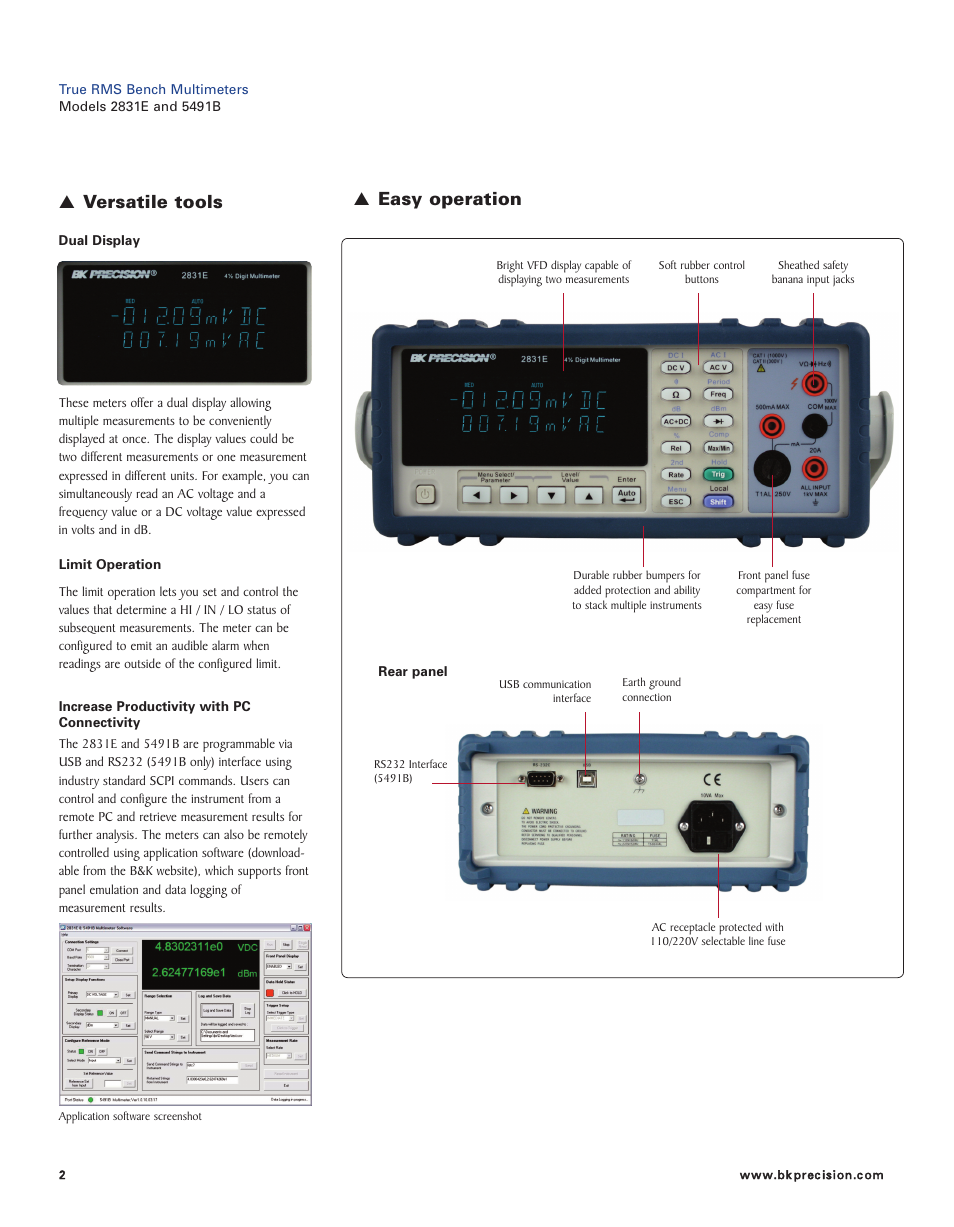 Versatile tools, Easy operation | B&K Precision 5491B - Datasheet User Manual | Page 2 / 5