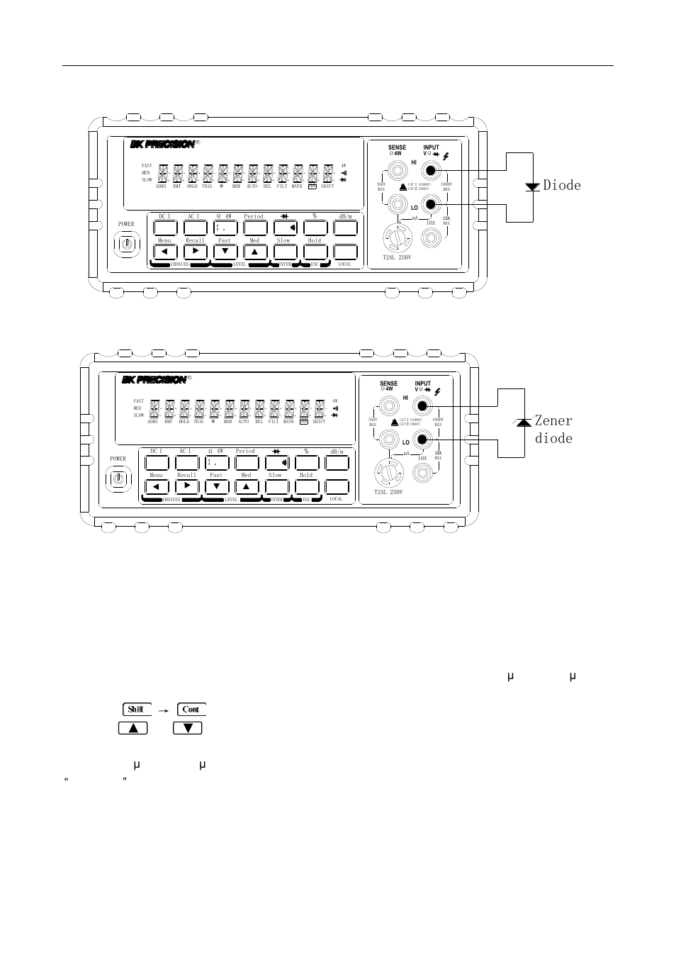 2 current range, Diode, Zener diode | Basic measurements | B&K Precision 5492BGPIB - Manual User Manual | Page 31 / 111