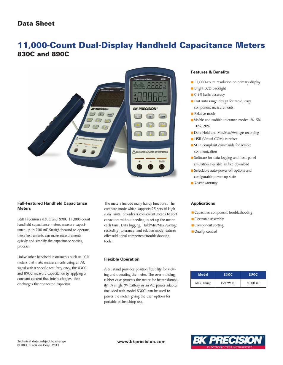 B&K Precision 830C - Datasheet User Manual | 3 pages