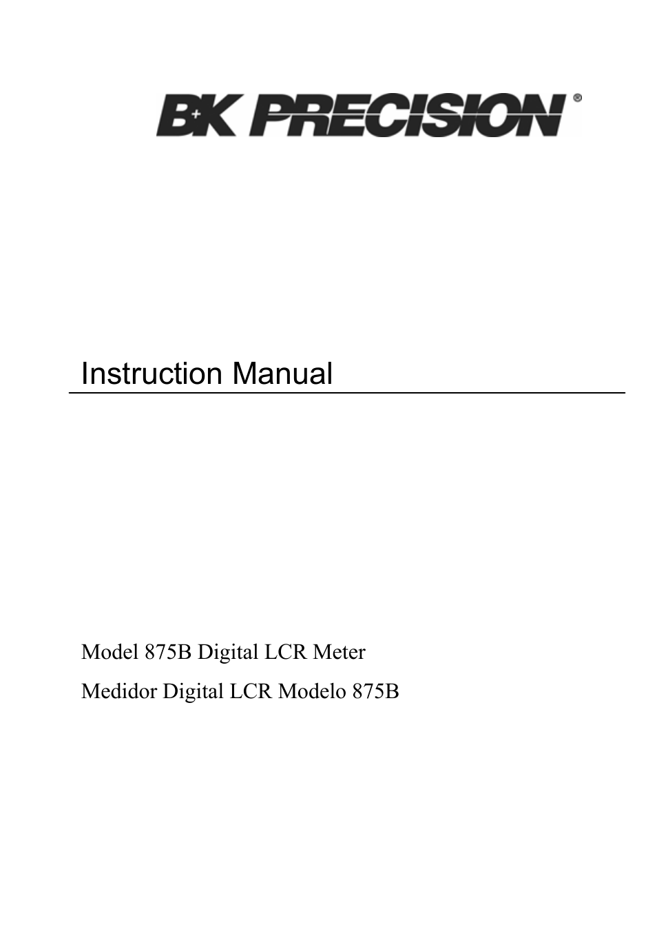 B&K Precision 875B - Manual User Manual | 37 pages