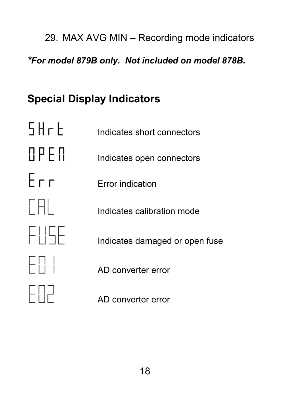 Special display indicators | B&K Precision 879B - Manual User Manual | Page 20 / 104