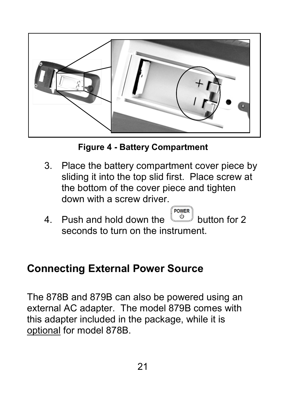 Connecting external power source | B&K Precision 879B - Manual User Manual | Page 23 / 104