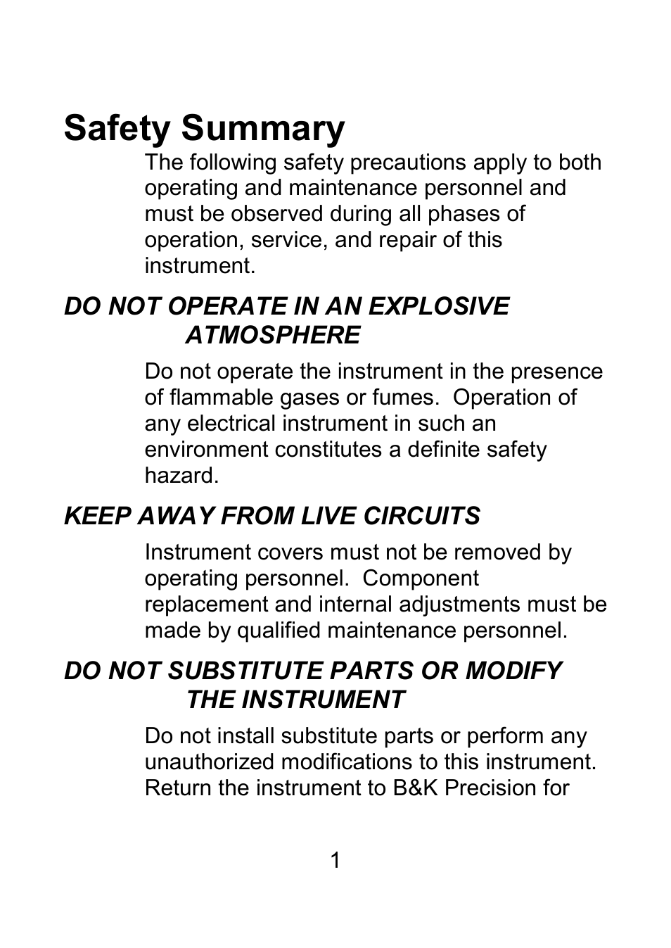 Safety summary | B&K Precision 879B - Manual User Manual | Page 3 / 104