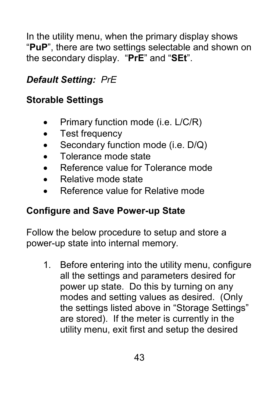 Storable settings, Configure and save power-up state | B&K Precision 879B - Manual User Manual | Page 45 / 104