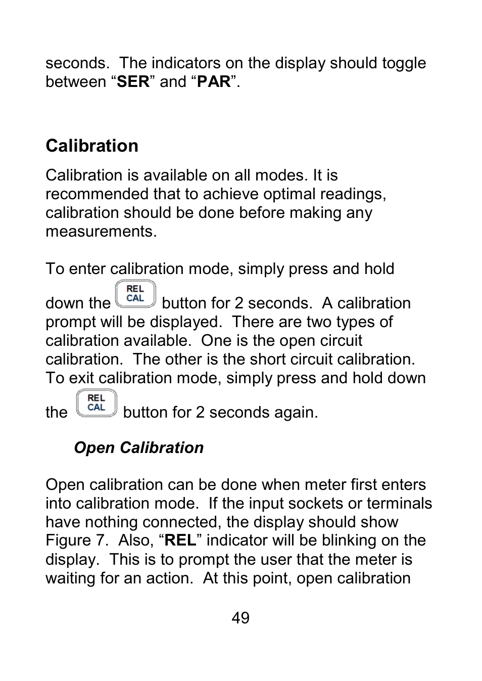 Calibration, Open calibration | B&K Precision 879B - Manual User Manual | Page 51 / 104
